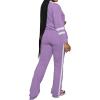 imagePINSV 2 Piece Sets for Women Fall Casual Outfits Long Sleeve Top and Flare Pants Lounge Sets Track suitPurple