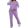 imagePINSV 2 Piece Sets for Women Fall Casual Outfits Long Sleeve Top and Flare Pants Lounge Sets Track suitPurple