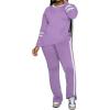 imagePINSV 2 Piece Sets for Women Fall Casual Outfits Long Sleeve Top and Flare Pants Lounge Sets Track suitPurple