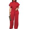 imagePINSV Lounge Sets For Women Casual 2 Piece Outfits Baggy Short Sleeve Top And Flare Pants TracksuitsUgred