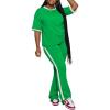 imagePINSV Women Sets 2 Piece Outfits Comfy Short Sleeve Top and Pants Lounge Sets Travel Airport Outfits Green XXL