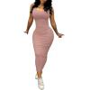 imagePINSV Womens Sexy Bodycon Tank Dress Basic Sleeveless Long Maxi Dresses Party Club Beach Sundresses Nude Pink XL6605