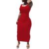 imagePINSV Womens Sexy Bodycon Tank Dress Basic Sleeveless Long Maxi Dresses Party Club Beach Sundresses Red XL