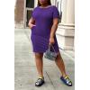 imagePINSV Women Plus Size Summer Casual T Shirt Dresses Short Sleeve Tunic Dress with Pockets Purple 4XL