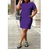 imagePINSV Women Plus Size Summer Casual T Shirt Dresses Short Sleeve Tunic Dress with Pockets Purple 4XL
