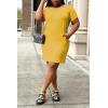 imagePINSV Women Plus Size Summer Casual T Shirt Dresses Short Sleeve Tunic Dress with Pockets Yellow 4XL
