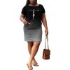 imagePINSV Women Plus Size Summer Casual T Shirt Dresses Short Sleeve Tunic Dress with Pockets Black Gradient 5XL