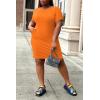 imagePINSV Women Plus Size Summer Casual T Shirt Dresses Short Sleeve Tunic Dress with Pockets Orange 5XL