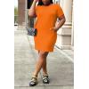 imagePINSV Women Plus Size Summer Casual T Shirt Dresses Short Sleeve Tunic Dress with Pockets Orange 5XL