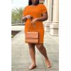 imagePINSV Women Plus Size Summer Casual T Shirt Dresses Short Sleeve Tunic Dress with Pockets Orange 5XL