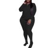 imagePINSV Womens Plus Size 2 Piece Outfits Tracksuits Long Sleeve Top Pants Sets SweatsuitBlack
