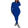 imagePINSV Womens Plus Size 2 Piece Outfits Tracksuits Long Sleeve Top Pants Sets SweatsuitBlue