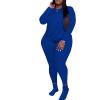 imagePINSV Womens Plus Size 2 Piece Outfits Tracksuits Long Sleeve Top Pants Sets SweatsuitBlue