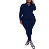 imagePINSV Womens Plus Size 2 Piece Outfits Tracksuits Long Sleeve Top Pants Sets SweatsuitNavy Blue