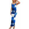 imagePINSV Womens Sexy Sleeveless Bodycon Tank Dress U Neck Halter Wrap Long Maxi Dresses Casual Party Beach Sundresses Blue Check M