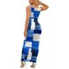 imagePINSV Womens Sexy Sleeveless Bodycon Tank Dress U Neck Halter Wrap Long Maxi Dresses Casual Party Beach Sundresses Blue Check XL