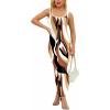 imagePINSV Womens Sexy Sleeveless Bodycon Tank Dress U Neck Halter Wrap Long Maxi Dresses Casual Party Beach Sundresses Curved Print M