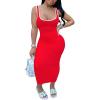 imagePINSV Womens Sexy Sleeveless Bodycon Tank Dress U Neck Halter Wrap Long Maxi Dresses Casual Party Beach Sundresses S Red