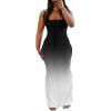 imagePINSV Women Summer Long Dress Casual Slip Sexy Sleeveless Bodycon Maxi Dresses for Women Black Gradient S