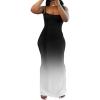 imagePINSV Women Summer Long Dress Casual Slip Sexy Sleeveless Bodycon Maxi Dresses for Women Black Gradient S