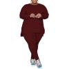 imagePINSV Womens Plus Size 2 Piece Outfits Sweatsuits Tracksuit Loungewear SetsA3burgundy