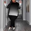 imagePINSV Womens Plus Size 2 Piece Outfits Sweatsuits Tracksuit Loungewear SetsA6black Gradual