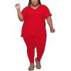 imagePINSV Womens Plus Size 2 Piece Outfits Sweatsuits Tracksuit Loungewear SetsB4red