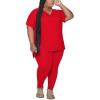 imagePINSV Womens Plus Size 2 Piece Outfits Sweatsuits Tracksuit Loungewear SetsB4red