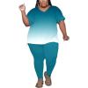 imagePINSV Womens Plus Size 2 Piece Outfits Sweatsuits Tracksuit Loungewear SetsB8turquoise