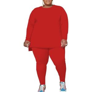 imagePINSV Womens Plus Size 2 Piece Outfits Sweatsuits Tracksuit Loungewear SetsA5red