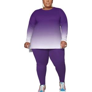 imagePINSV Womens Plus Size 2 Piece Outfits Sweatsuits Tracksuit Loungewear SetsA8purple Gradual