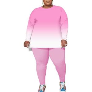 imagePINSV Womens Plus Size 2 Piece Outfits Sweatsuits Tracksuit Loungewear SetsA9pink Gradual