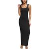 imagePINSV Womens Bodycon Maxi Dress Stretchy Sleeveless Tank Dress Summer Long Ribbed Casual Beach Party Dress Black S