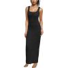 imagePINSV Womens Bodycon Maxi Dress Stretchy Sleeveless Tank Dress Summer Long Ribbed Casual Beach Party Dress Black S