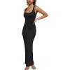 imagePINSV Womens Bodycon Maxi Dress Stretchy Sleeveless Tank Dress Summer Long Ribbed Casual Beach Party Dress Black S