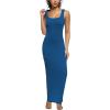 imagePINSV Womens Bodycon Maxi Dress Stretchy Sleeveless Tank Dress Summer Long Ribbed Casual Beach Party Dress Blue L