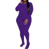 imagePINSV Womens Plus Size 2 Piece Outfits Tracksuits Long Sleeve Top Pants Sets SweatsuitPurple
