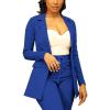 imagePINSV Women Casual Blazer Open Front Long Sleeve Work Business Suit Jacket Womens Lightweight Lapel Button Blazers Jackets Blue B XXL