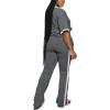 imagePINSV Womens 2 Piece Outfits Sets Short Sleeve Top and Flare Pants Lounge Sets Track suitGrey