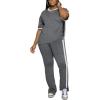 imagePINSV Womens 2 Piece Outfits Sets Short Sleeve Top and Flare Pants Lounge Sets Track suitGrey