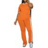 imagePINSV Womens 2 Piece Outfits Sets Short Sleeve Top and Flare Pants Lounge Sets Track suitOrange