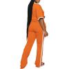 imagePINSV Womens 2 Piece Outfits Sets Short Sleeve Top and Flare Pants Lounge Sets Track suitOrange