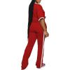 imagePINSV Womens 2 Piece Outfits Sets Short Sleeve Top and Flare Pants Lounge Sets Track suitRed
