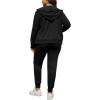 imagePINSV Women Plus Size 2 Piece Outfits Sweatsuits Full Zip Hooded Sweatshirt Sweatpants TracksuitsAblack