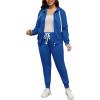 imagePINSV Women Plus Size 2 Piece Outfits Sweatsuits Full Zip Hooded Sweatshirt Sweatpants TracksuitsAblue