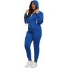 imagePINSV Women Plus Size 2 Piece Outfits Sweatsuits Full Zip Hooded Sweatshirt Sweatpants TracksuitsAblue