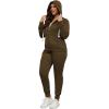 imagePINSV Women Plus Size 2 Piece Outfits Sweatsuits Full Zip Hooded Sweatshirt Sweatpants TracksuitsAbrown