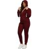 imagePINSV Women Plus Size 2 Piece Outfits Sweatsuits Full Zip Hooded Sweatshirt Sweatpants TracksuitsAburgundy