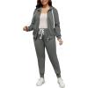 imagePINSV Women Plus Size 2 Piece Outfits Sweatsuits Full Zip Hooded Sweatshirt Sweatpants TracksuitsAdark Gray