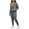 imagePINSV Women Plus Size 2 Piece Outfits Sweatsuits Full Zip Hooded Sweatshirt Sweatpants TracksuitsAdark Gray